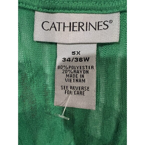 CATHERINES GREEN SEMI-SHEER OPEN DRAPE FRONT CARDIGAN SWEATER TOP 5X 34/36W NWOT - Picture 5 of 6